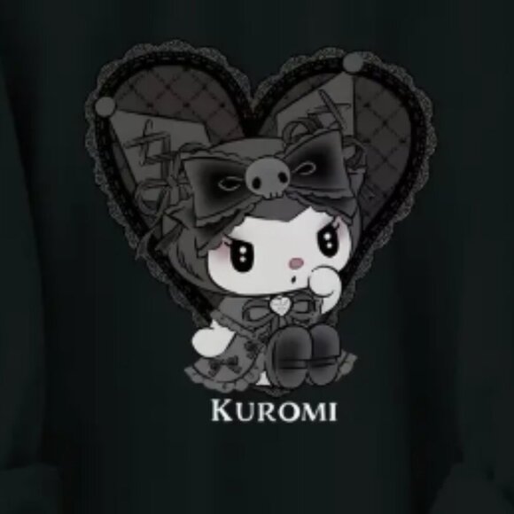 Gothic Kuromi Hello Kitty Crew Neck Sweatshirt NWT - Picture 2 of 4